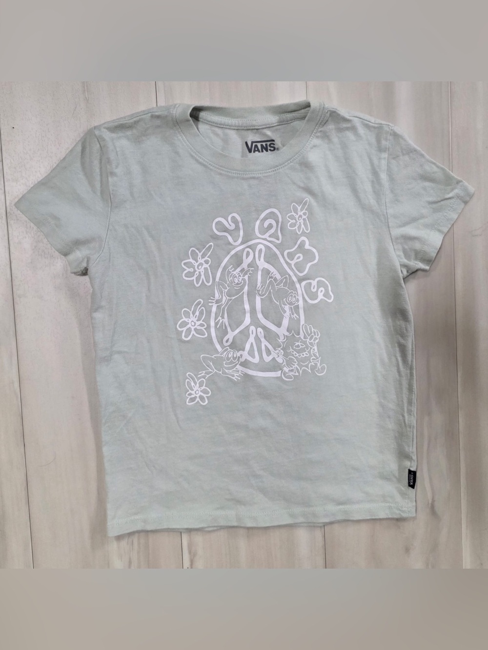 Vans Girls' Mint Green Peace Flower Graphic Tee